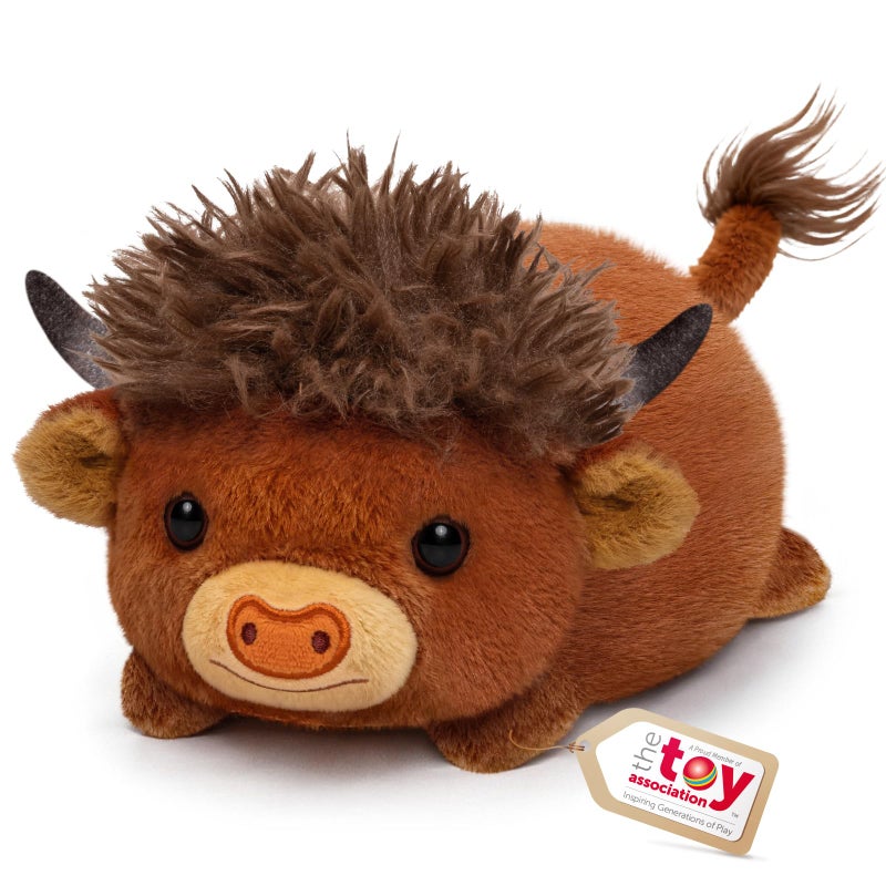 Mewaii Highland Cow Plush Pillow Cute Happy Face Soft Brown Fur Stuffed Animal Cuddly Cow Plush Toys for 3 Year Old Kids Adults 8Inch - Image 3