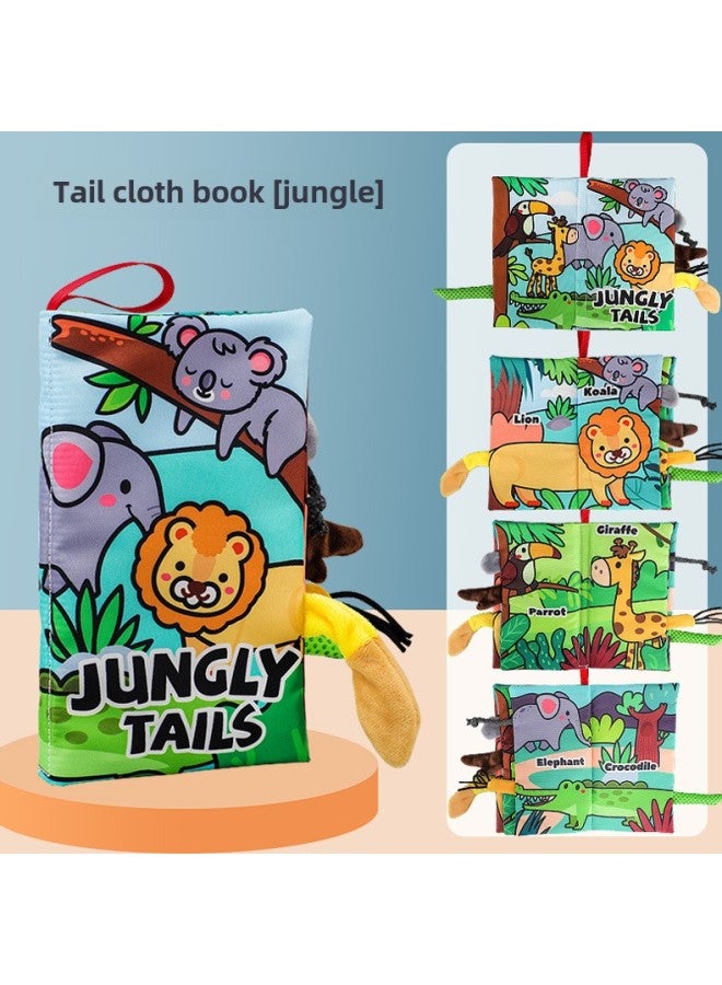 Baby Tail Cloth Book Baby Development Brain Tear Cloth Book Children's Ring Paper Three-dimensional Cloth Book Early Teaching Toy-Color: Jungle Tail Cloth Book (the First And Last Pages Contain Ringing Paper)  - Image 1