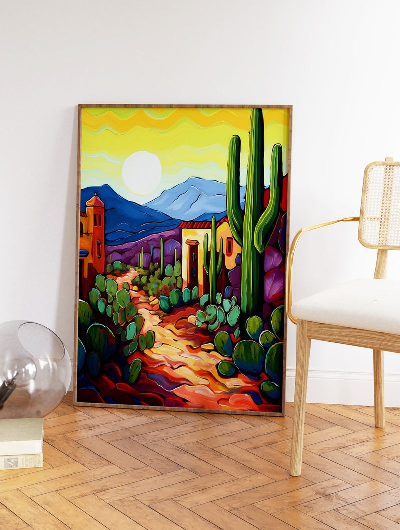 TNESSENTIAL Mexican Desert Art Print, Colorful Cactus Landscape, Latin Decor - Image 3