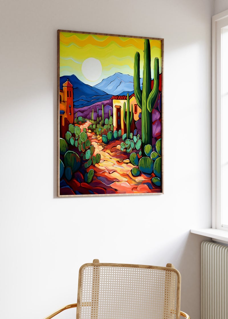 TNESSENTIAL Mexican Desert Art Print, Colorful Cactus Landscape, Latin Decor - Image 2