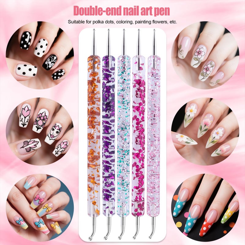Artdone Nail Dotting Tools 32PCS Double-ended Nail Art Brushes Kit Nail Art Gel Polish Liner Brushes Design Pen For Nail Drawing And Nail Paint Brushes Small Detail Brushes - Image 4