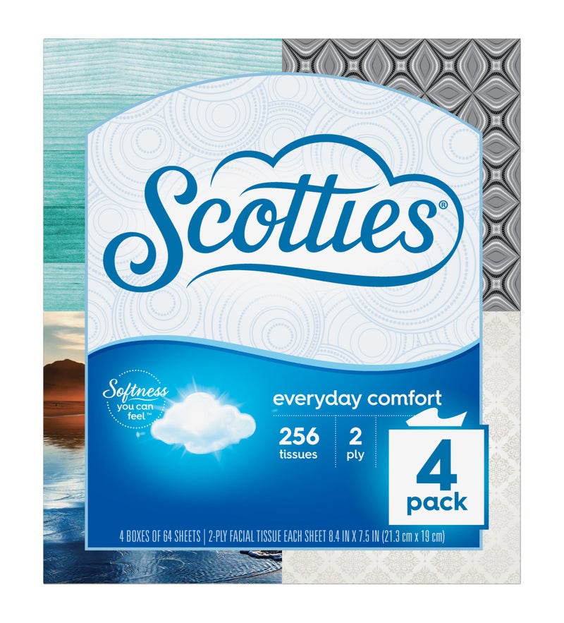 Scotties Everyday Comfort Facial Tissues, 64 Tissues per Box, 4 Pack - Image 1
