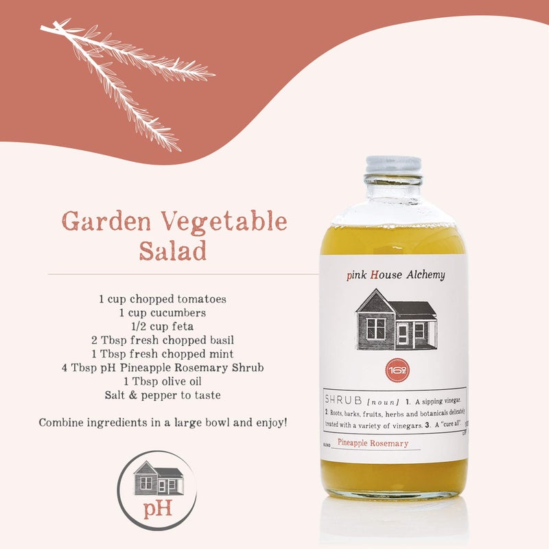 شراب الأناناس وإكليل الجبل من بينك هاوس الكمياء - 16 أونصة، مزيج طبيعي مصنوع يدويًا من شراب حمضي للمشروبات الكحولية، والمشروبات الغازية، والمياه، والمشروبات غير الكحولية باستخدام الخل الطازج، والنباتات، والفواكه (PRSH) - Image 4