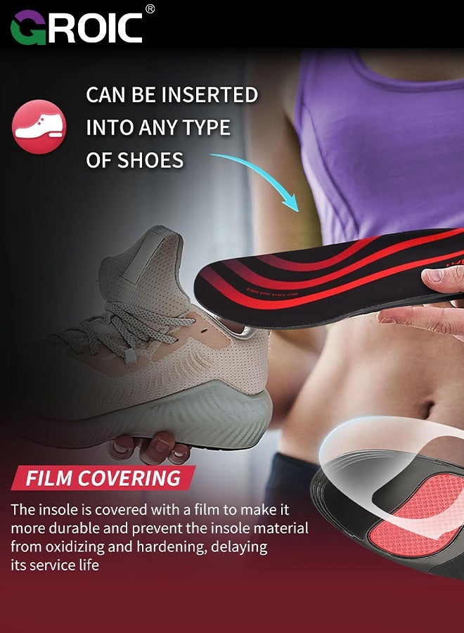 جرويك نعال داخلية داعمة للقوس العالي - حشوات لتصحيح القدم المسطحة، نعال داخلية لتقويم العظام قابلة للتنفس وممتصة للصدمات للأحذية والرياضة - مقاس M(41-43) - Image 5