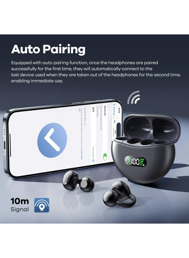 Open Ear Clip Headphones Wireless Earbuds Bluetooth 5.4 Sports Earphones Wireless Charging Case & LED Power Display Waterproof Fitness Headphones for Running  - Image 3