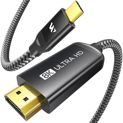 Warrky USB C to HDMI 21 Cable 8K60Hz 4K240Hz120Hz GoldPlated Plug Aluminum Case 48Gbps HDCP23 Fit with Thunderbolt 345 USB4 iPhone 1716 MacBook ProAir Galaxy S24 Dell XPS 6FT - Image 1