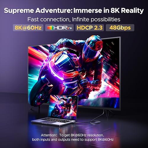 Warrky USB C to HDMI 21 Cable 8K60Hz 4K240Hz120Hz GoldPlated Plug Aluminum Case 48Gbps HDCP23 Fit with Thunderbolt 345 USB4 iPhone 1716 MacBook ProAir Galaxy S24 Dell XPS 6FT - Image 3