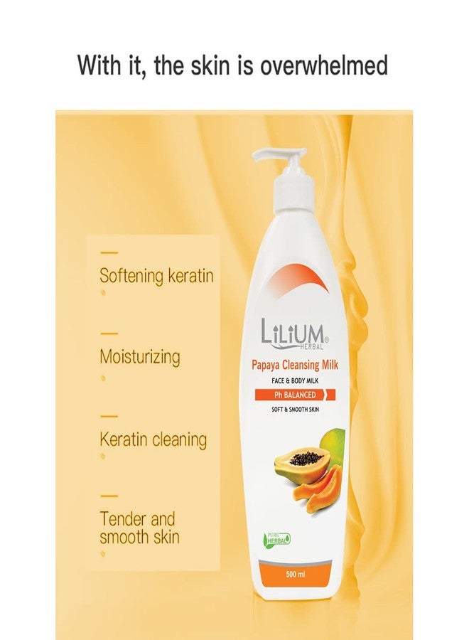 Lilium Herbal Papaya Cleansing Milk 900ml, Soft & Smooth Skin, Deep Cleanse, Hydration, Brightening, Soothing, Radiant Complexion, Exfoliation, All Skin Types, For Women & Men - Image 4