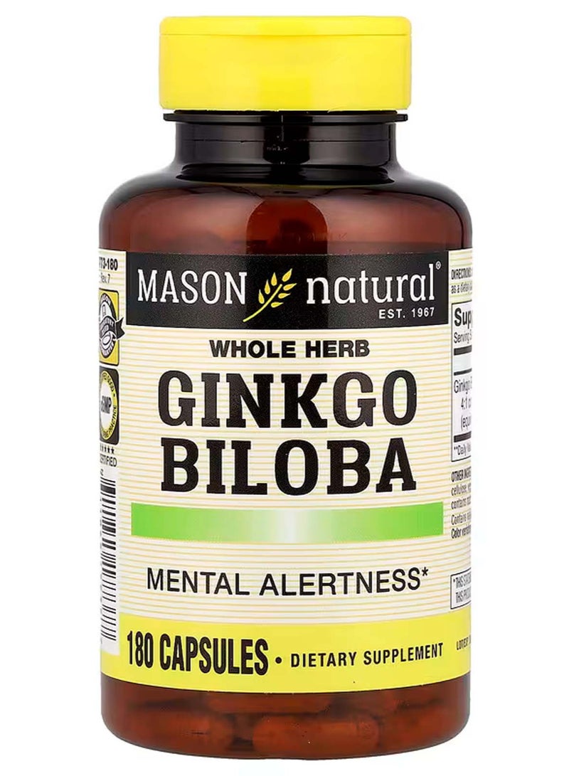 Mason Natural Whole Herb Ginkgo Biloba, 180 Capsules - Image 1