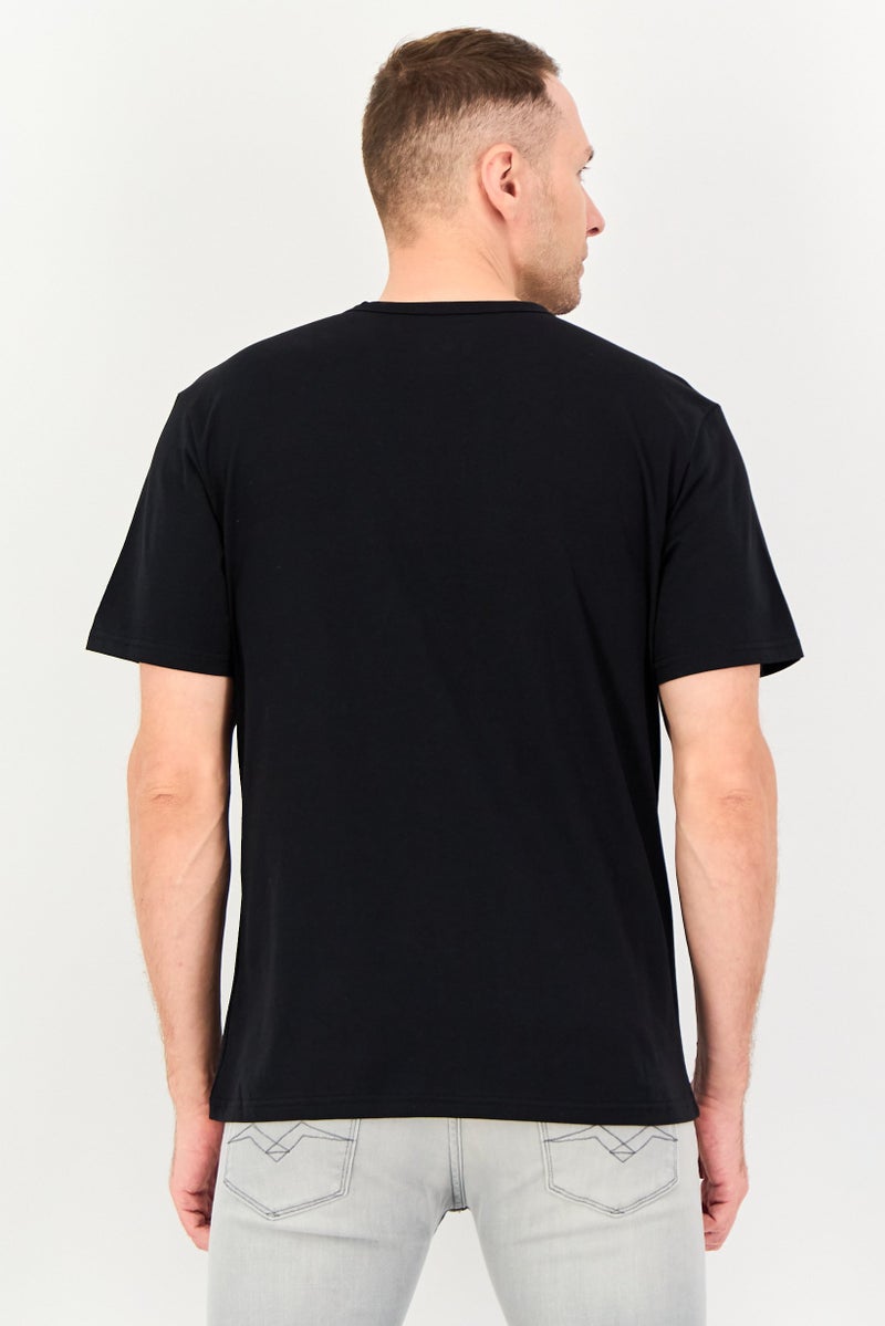 Algspar تي شيرت قصير الأكمام للرجال بياقة دائرية، أسود - Image 3