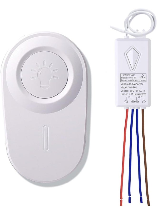 Thinkbee Wireless Light Switch and Receiver Kit - Mini Remote Control Switch for Ceiling Lights, Lamps, Lighting Fixture, No in-Wall Wiring No WiFi Needed, Replacement for Old Pull Chain Switch  - Image 1