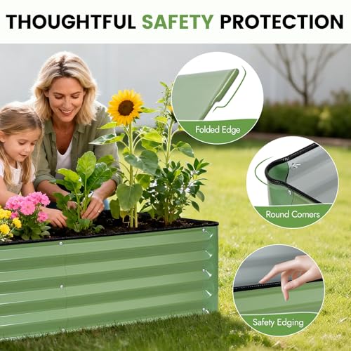 INNO STAGE Galvanized Raised Garden Bed Kits, 4x2x1ft Metal Raised Garden Beds Outdoor, Steel Raised Planter Bed with Gloves for Vegetables & Flowers Patio Ground Planter Box (Olive Green, 2PCS) - Image 4