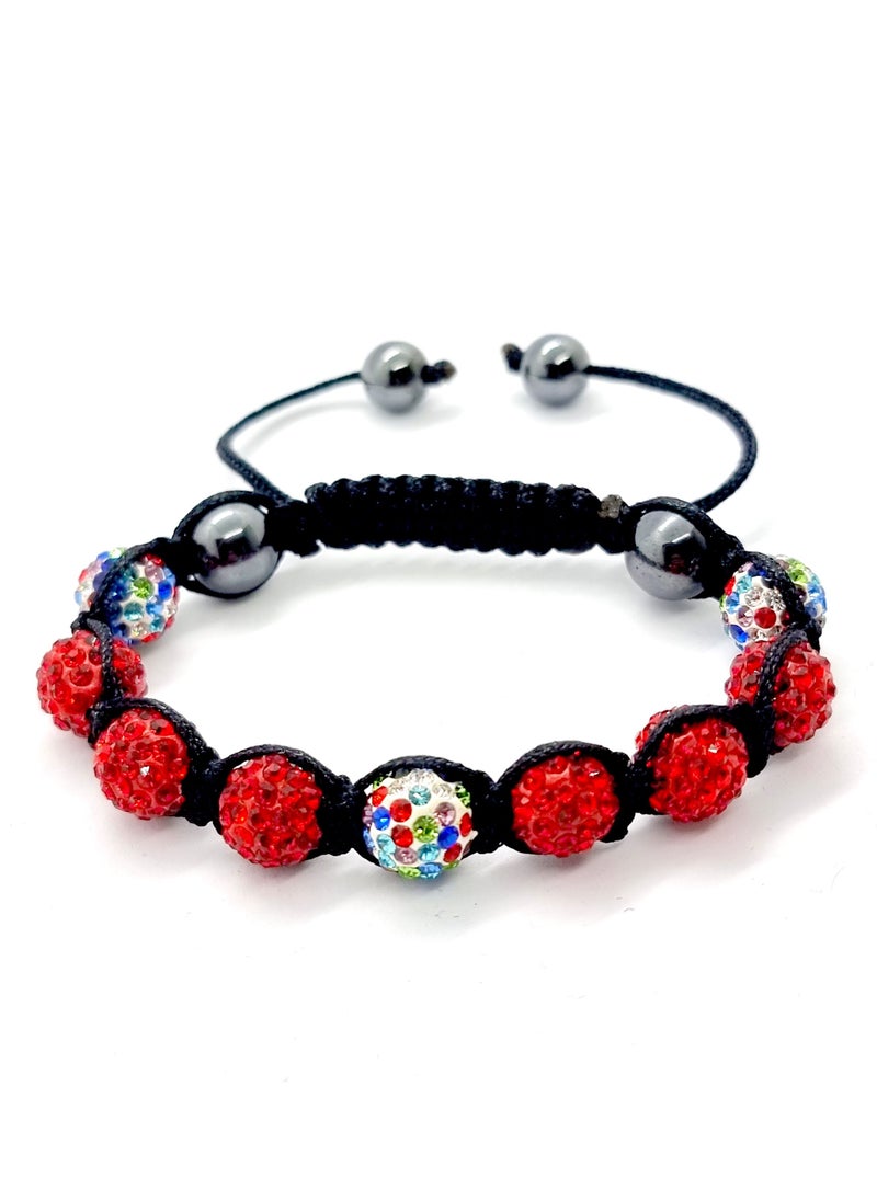 Smart Innovation - Shamballa Bracelet with 9 Crystal Disco Ball Beads and Adjustable Cord String - Image 1