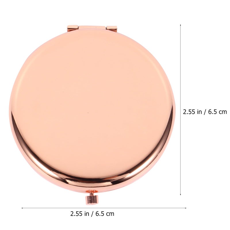 Rose Gold Double Sided Portable Compact Makeup Mirror Round Handheld Travel Mirror - Image 3