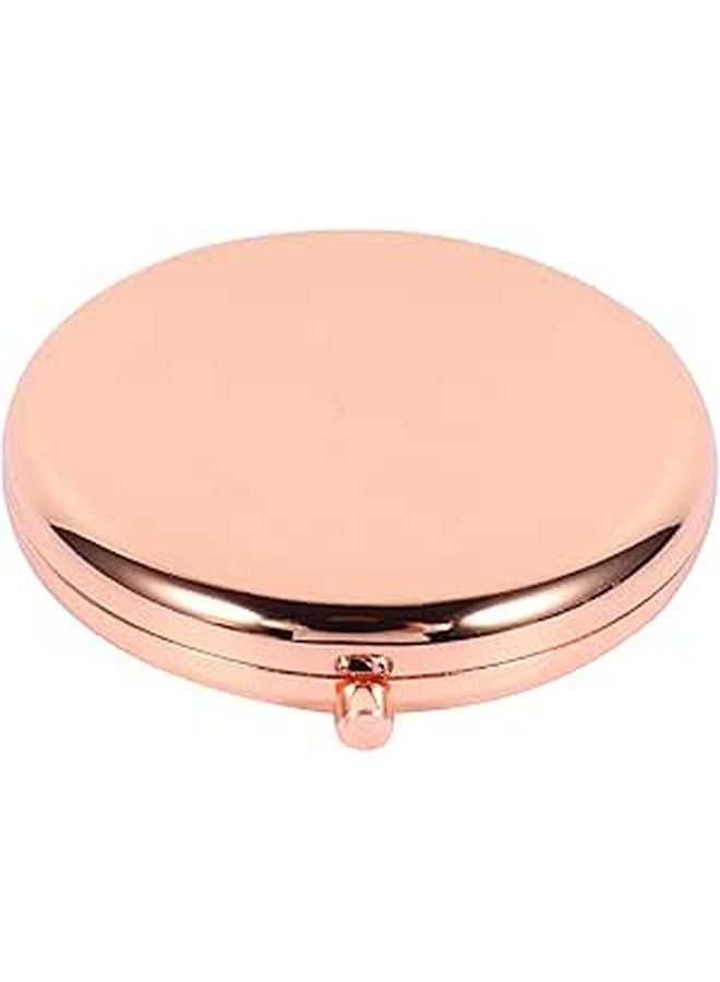Rose Gold Double Sided Portable Compact Makeup Mirror Round Handheld Travel Mirror - Image 1