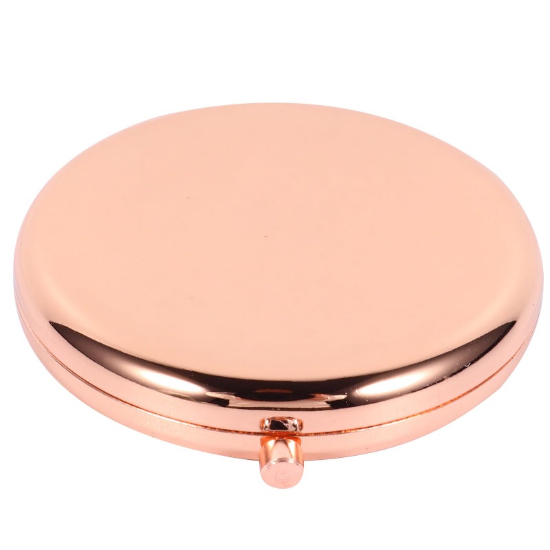 Rose Gold Double Sided Portable Compact Makeup Mirror Round Handheld Travel Mirror - Image 2