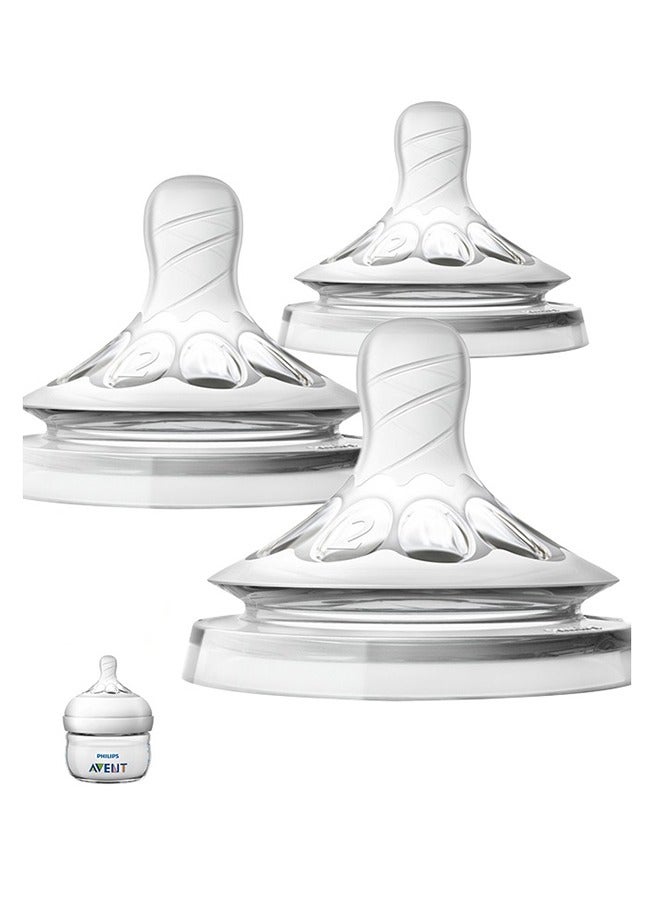 Momore Pack Of 3 Natural Feeding Bottle Nipple 6 Months+, For AVENT Bottle  - Image 1
