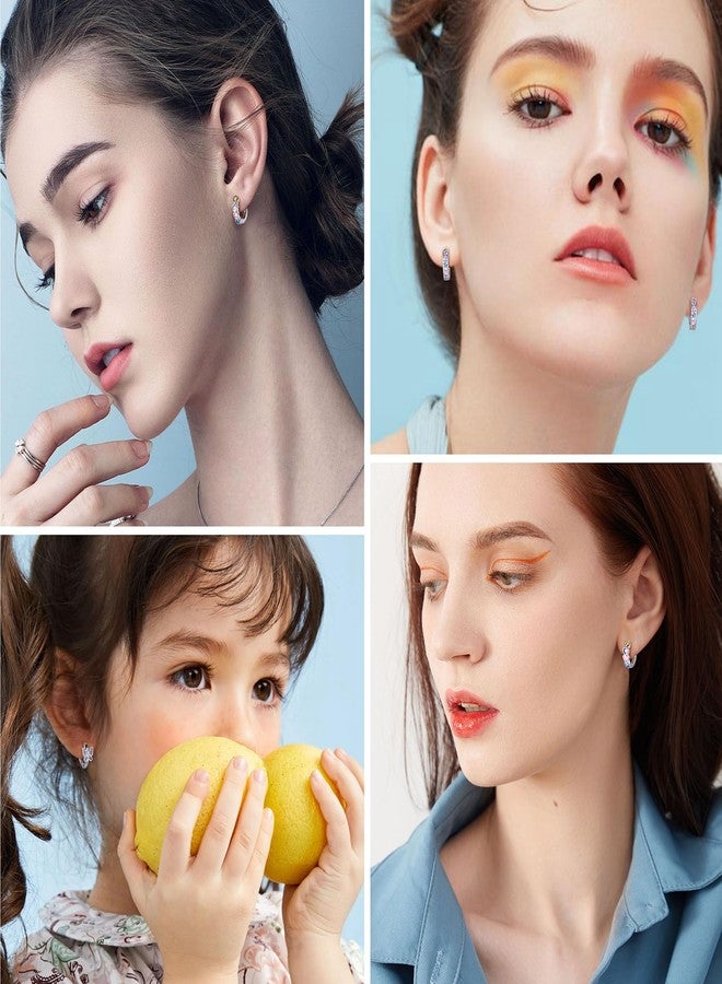 YADOCA 4 Pairs Hypoallergenic Hoop Earrings For Girls Women Small Huggie Earrings Double Love Heart Hoop Earrings Tiny Cute CZ Butterfly Star Cartilage Earrings Hoop Jewelry For Sensitive Ear - Image 4