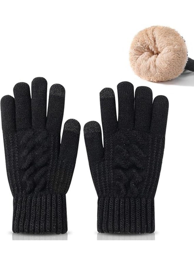 Winter Gloves - Gloves for Women Cold Weather, Warm Thick Touch Screen Gloves, Dual-Layer Knit Thermal Gloves - Image 1