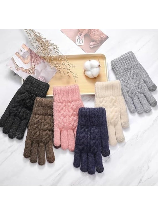 Winter Gloves - Gloves for Women Cold Weather, Warm Thick Touch Screen Gloves, Dual-Layer Knit Thermal Gloves - Image 4
