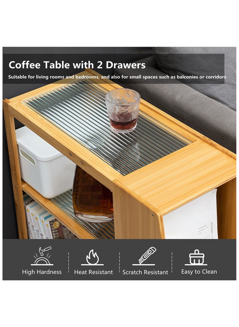 HXDream - Coffee Table,Side Table,Living Room Tables,End Table with 2 drawers - Image 1