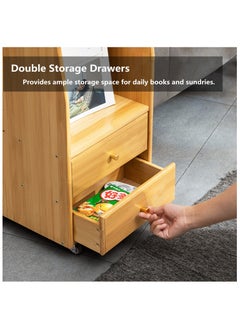 HXDream Coffee Table,Side Table,Living Room Tables,End Table with 2 drawers  - Image 3