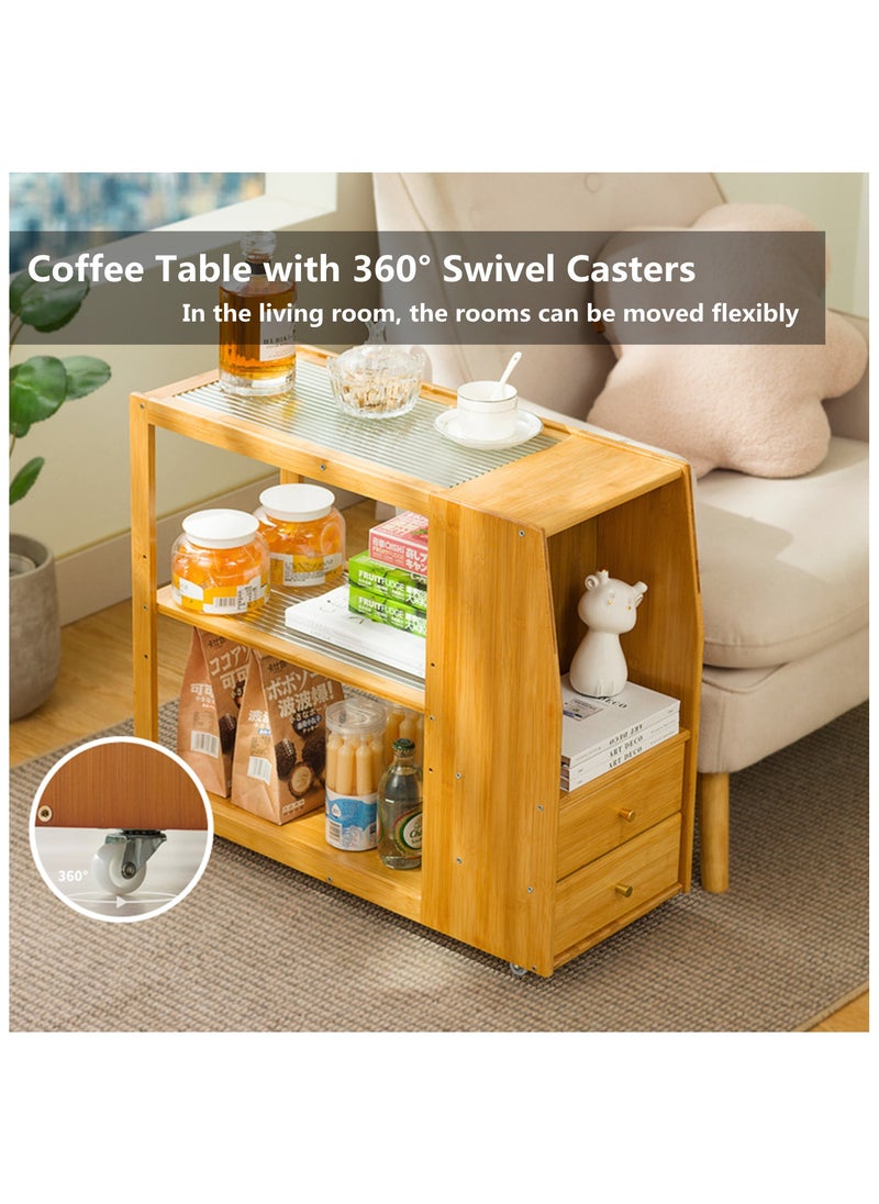 HXDream - Coffee Table,Side Table,Living Room Tables,End Table with 2 drawers - Image 1