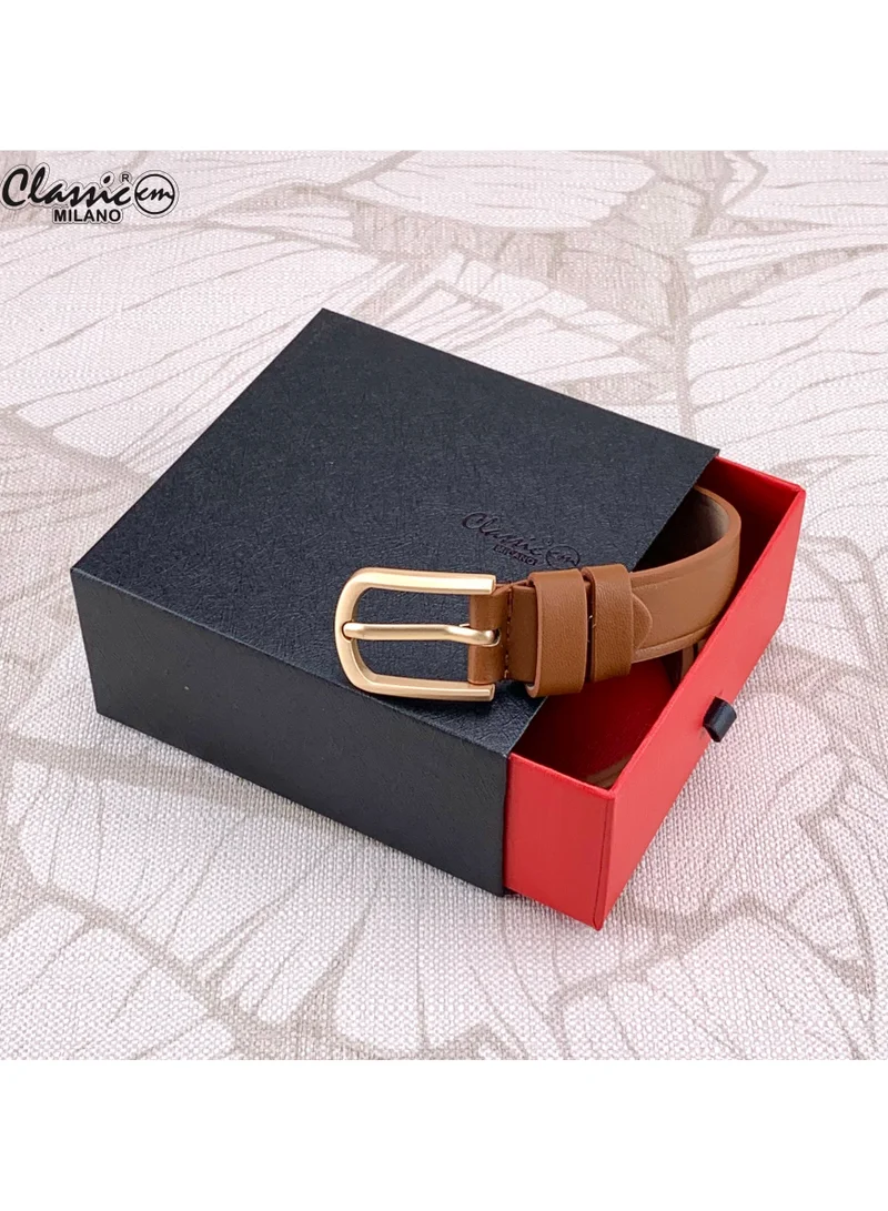Classic Milano Tan (SGPU40) Classic Milano Women's Belt with Gift Box; Faux Leather Ladies Belt for Dresses, Jeans & Gowns; Stylish Womens Belt; Adjustable Girls Belt; Belt for Women | Full Length: 110 CM (Free Size - Fits up to the waist of 40 Inches / 100 CM) for Women | Best Price UAE