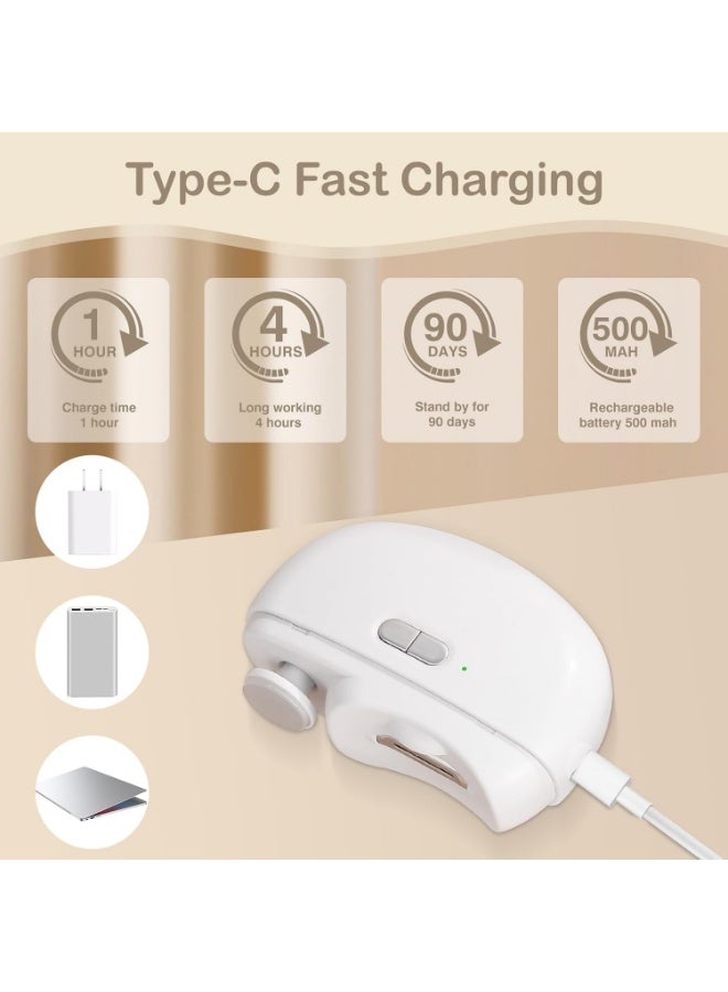 Meetion مقص أظافر كهربائي للأطفال، مقص أظافر كهربائي 2 في 1 مع مصقول تلقائي وأداة قص أظافر مع ضوء للعناية بالرضع وكبار السن، مقص أظافر كهربائي مع حبل - أبيض - Image 2