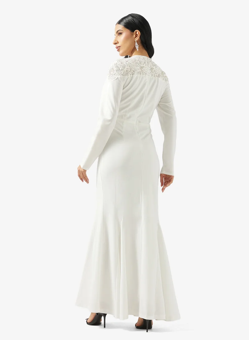 Golden Apple Sequin Top Detailed Maxi Dress