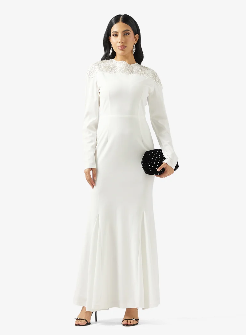 Golden Apple Sequin Top Detailed Maxi Dress