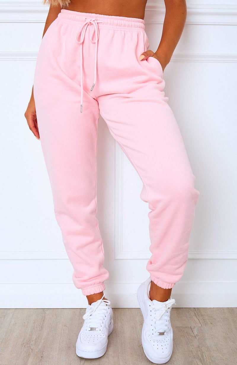 Waitfairy Sweatpants Women - Joggers for Women High Waist Baggy Sweat Pants for Womens Joggers with Pockets Pink XS - Image 2