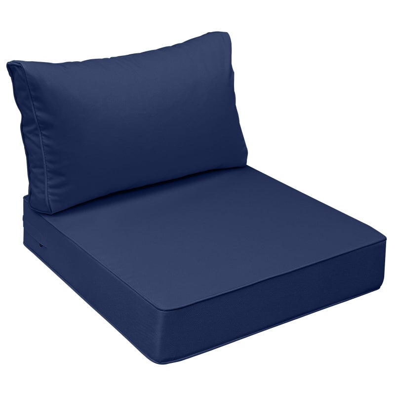AAAAAcessories Outdoor Seat Cushions for Chairs, Fade-Resistant, Waterproof Patio Furniture Replacement Cushions, 25.5" x 25.5" x 5" + 25.5" x 13.5", Navy Blue - Image 1
