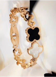 Stainless Steel Bracelet with Clover Leaf Design for Women