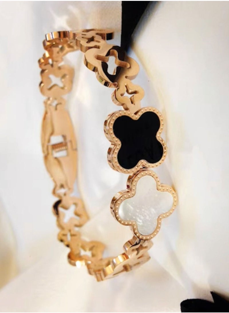 LAOONT - Stainless Steel Bracelet with Clover Leaf Design for Women - Image 1