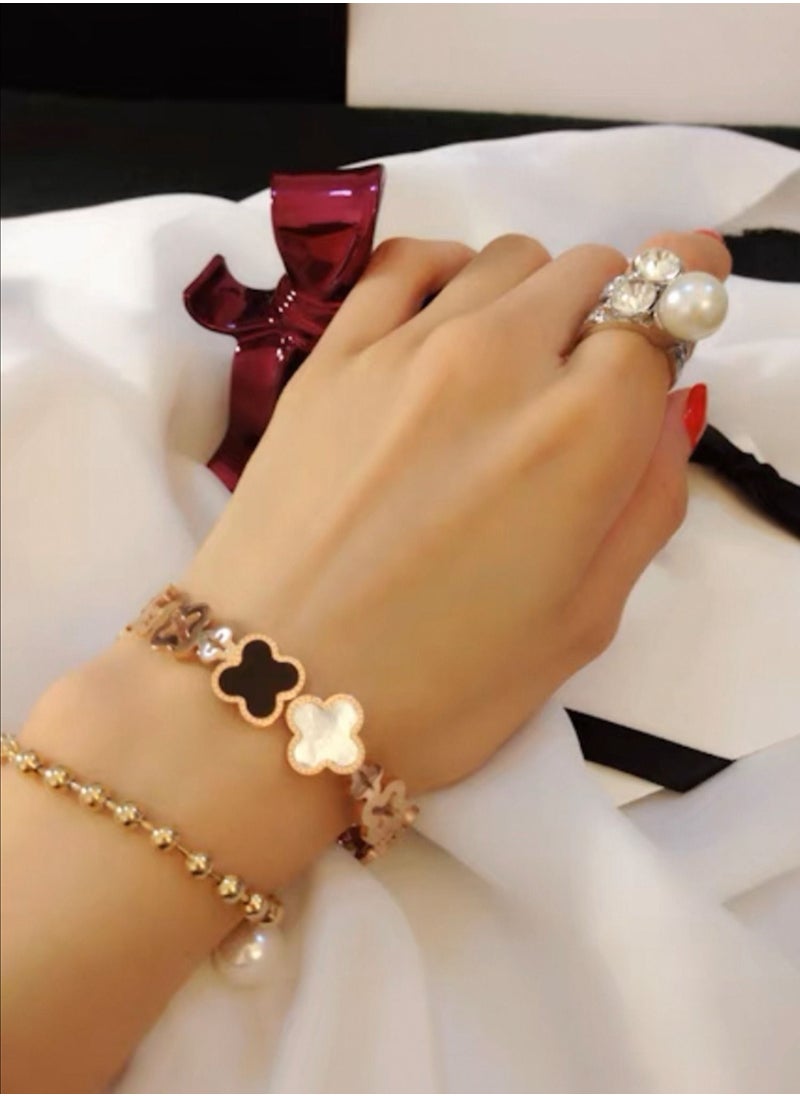 LAOONT - Stainless Steel Bracelet with Clover Leaf Design for Women - Image 1