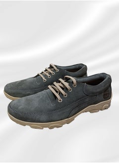 Meto Gray suede casual shoe with genuine leather lace-up and toe sole  - Image 1