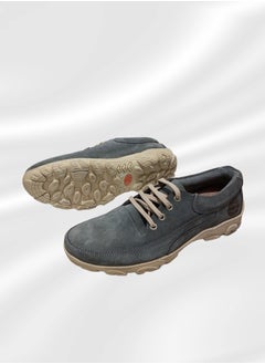 Meto Gray suede casual shoe with genuine leather lace-up and toe sole  - Image 2