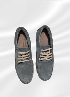 Meto Gray suede casual shoe with genuine leather lace-up and toe sole  - Image 4
