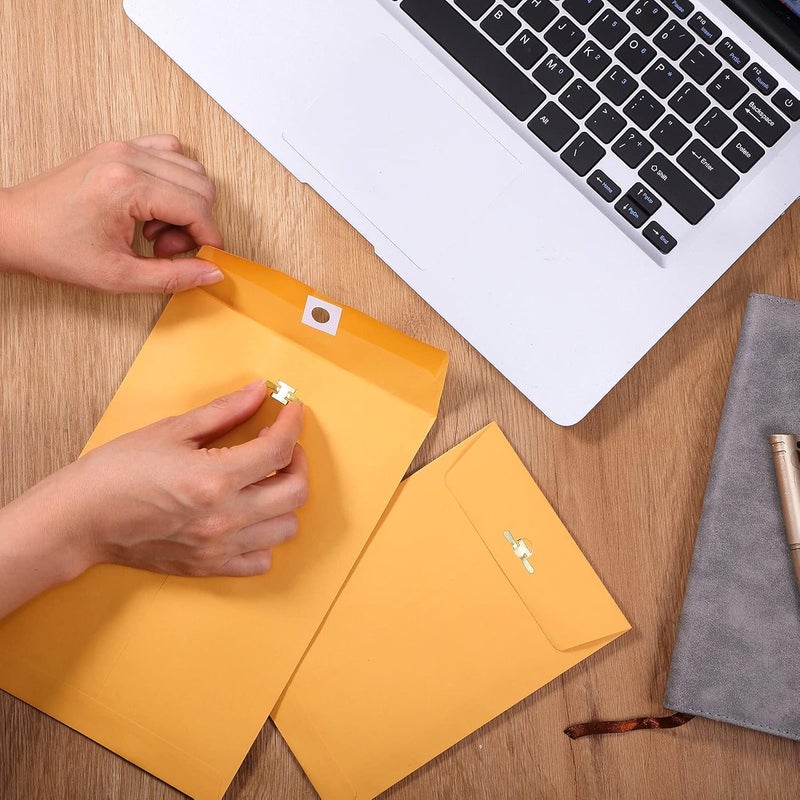 klarako 100 Pieces 3 Sizes Clasp Envelopes Kraft Paper Catalog Clasp Envelope with Clasp Closure for Filing, Storing, Privacy Ensuring or Mailing Documents (9 x 12 Inch, 6 x 9 Inch, 5 x 7 Inch) - Image 5