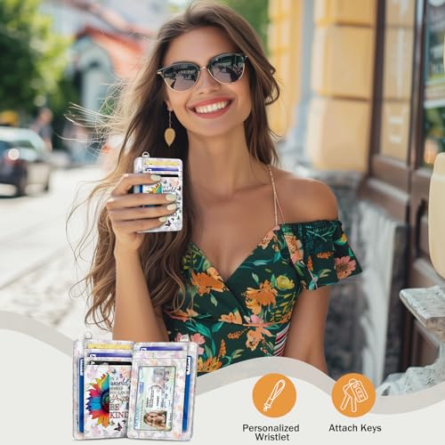 Yonlevres Credit Card Holder Slim Wallet, Be Kind Sunflower RFID Wallet Women Front Pocket Small Card Holder Travel Funny Cute Thin Card Case ID Window PU Leather RFID Blocking Card Organizer Gift - Image 2