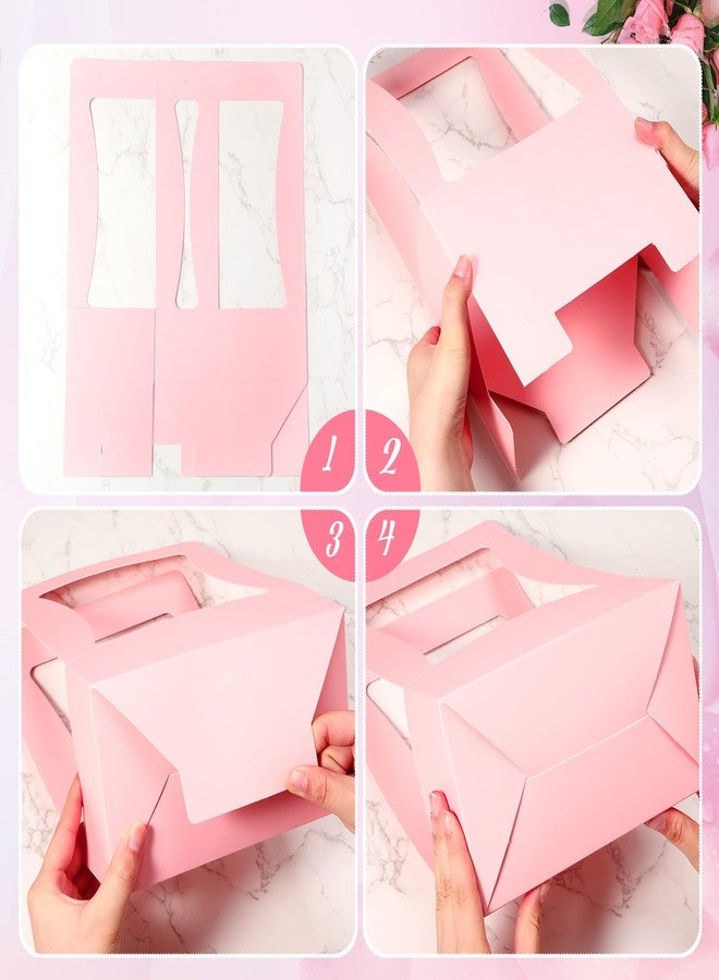 Teling 24 Pcs Valentine's Day Flower Boxes for Arrangements Multicolor Flower Bags for Bouquets Paper Floral Gift Bag Portable Waterproof Floral Box with Handle for Wedding Party Florist Supplies - Image 4