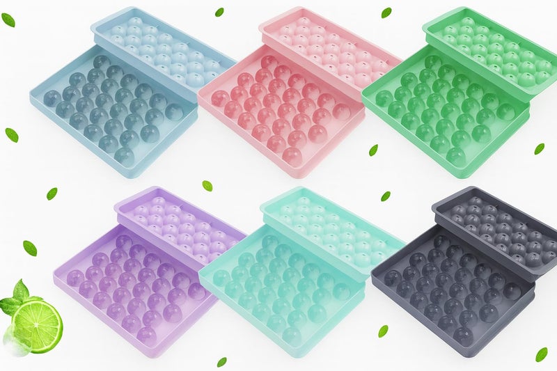 MORIXA Cavity Round Ice Tray (1 Piece) with Lid, Silicone Ice Ball Mold for Freezer, Easy Release Ice Cube Maker for Whiskey, Cocktails, Juice & Beverages, Reusable Freezer Ice Tray for Kitchen & Home - Image 1