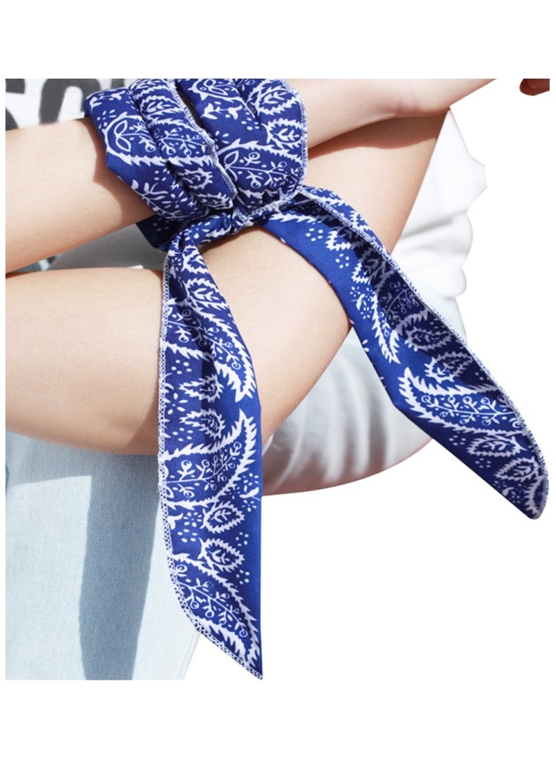 Generic Neck Cooling Scarf Wrap, Lengthen Ice Cool Neck Wrap, Summer Headband Bandanas Collar for Yoga Workout(4 Pcs), Navy  - Image 2