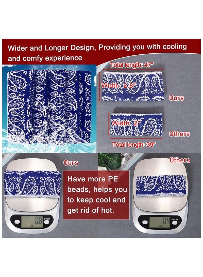 Generic Neck Cooling Scarf Wrap, Lengthen Ice Cool Neck Wrap, Summer Headband Bandanas Collar for Yoga Workout(4 Pcs), Navy  - Image 4