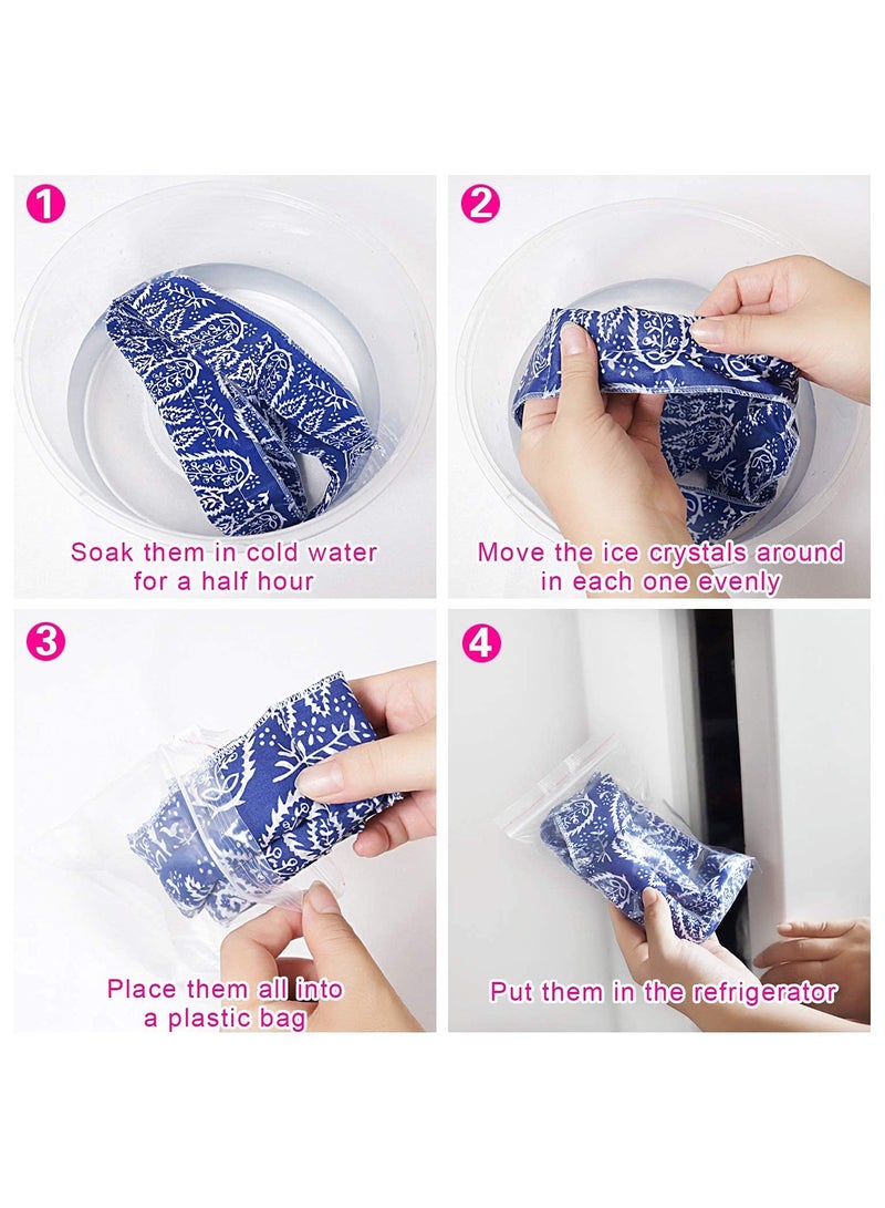 Generic Neck Cooling Scarf Wrap, Lengthen Ice Cool Neck Wrap, Summer Headband Bandanas Collar for Yoga Workout(4 Pcs), Navy  - Image 5