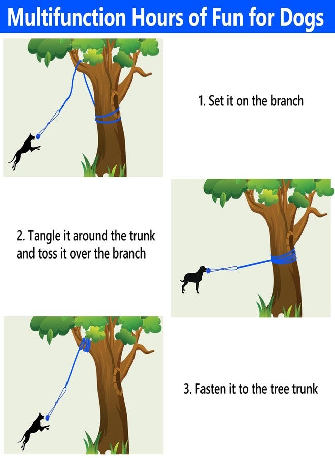 XiaZ Tug of War Dog Toy, Interactive Dogs Toy Bungee Hanging Tether with 2 Chew Rope Toys, Heavy Duty Puppy Outdoor Activity Aggressive Chewers Best Small to Large Boredom Exercise and Play (Blue) - Image 4