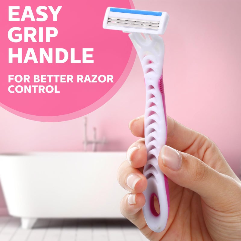 Leriton 72 Count Women's Disposable Razors Blades Bulk 3 Blade Razors for Women Disposable Head Razor Sensitive Skin Razor Comfortable Shave for Bathing Hotel Travel - Image 4
