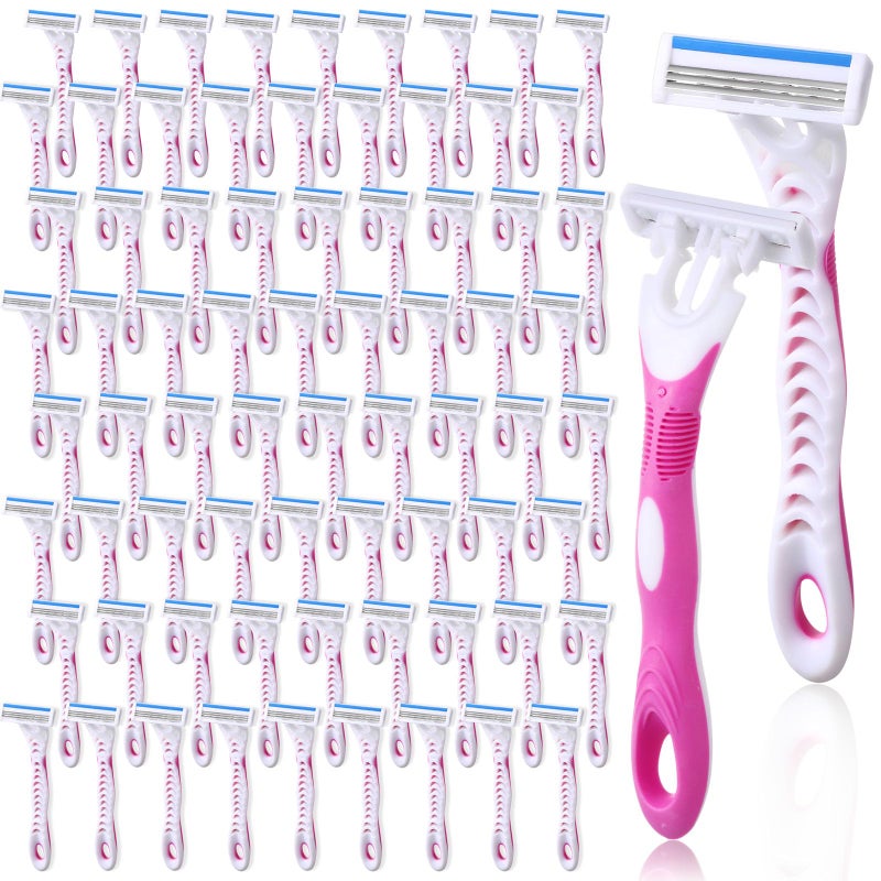 Leriton 72 Count Women's Disposable Razors Blades Bulk 3 Blade Razors for Women Disposable Head Razor Sensitive Skin Razor Comfortable Shave for Bathing Hotel Travel - Image 1