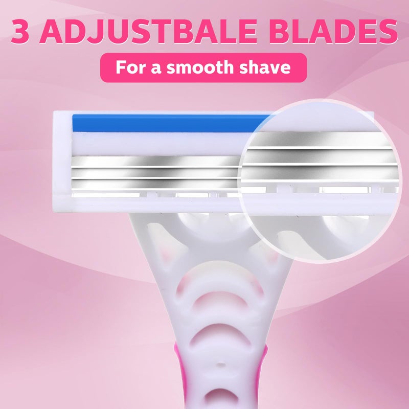 Leriton 72 Count Women's Disposable Razors Blades Bulk 3 Blade Razors for Women Disposable Head Razor Sensitive Skin Razor Comfortable Shave for Bathing Hotel Travel - Image 2